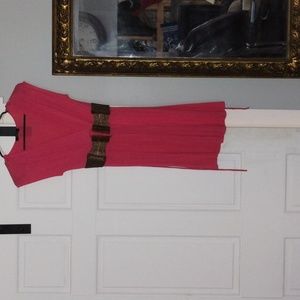 Coral belted midi dress sz small